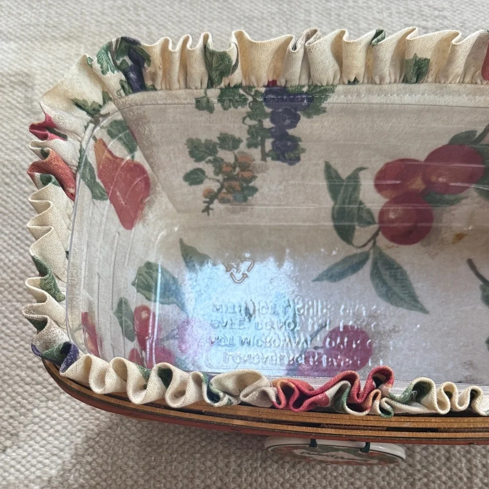 1998 Longaberger Bakers Bounty Multicolor Woven Basket with Fabric Liner EUC